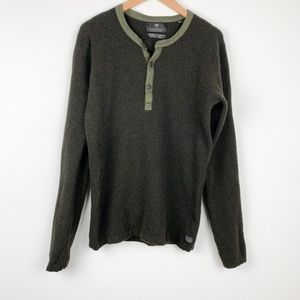 Scotch & Soda Green Long Sleeve Henley Sweater